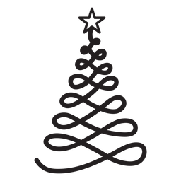 Christmas Tree Curl Swirl Flat PNG & SVG Design For T-Shirts