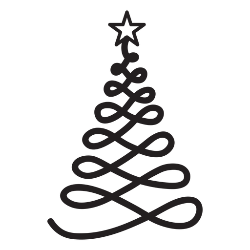 Christmas tree curl swirl flat PNG Design