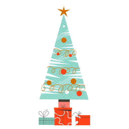 Árbol de navidad regalos navidad plana Diseño PNG