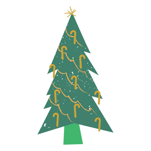 Fir Christmas tree candy cane flat christmas PNG Design