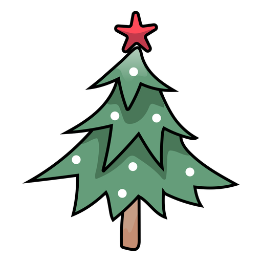 Árbol de Navidad de abeto semi plano Diseño PNG