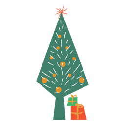Arbol de navidad con plano de regalo Diseño PNG