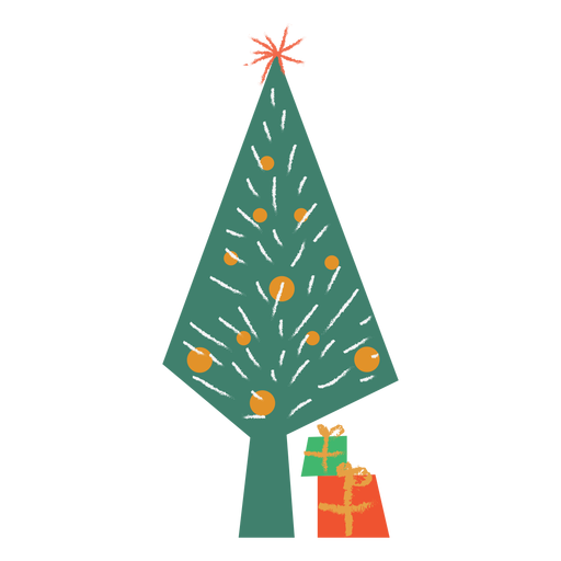 Weihnachtsbaum mit Geschenk flach PNG-Design