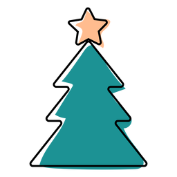 Green Christmas tree color stroke PNG Design