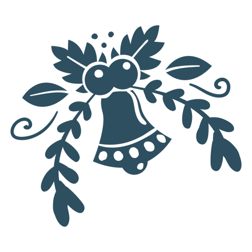 Detaillierte Silhouette des Blumenglockenblattzweigs PNG-Design