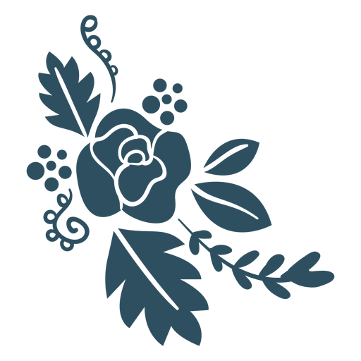 Detaillierte Silhouette des Blumenbeerenzweigblattes PNG-Design