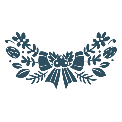Flower bow branch leaf detailed silhouette PNG Design