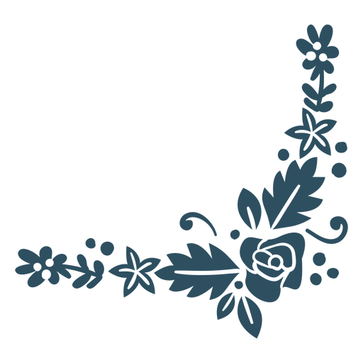Flor rama hoja detallada silueta Diseño PNG