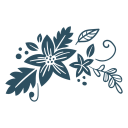 Silueta detallada de rama de hoja de flor Diseño PNG