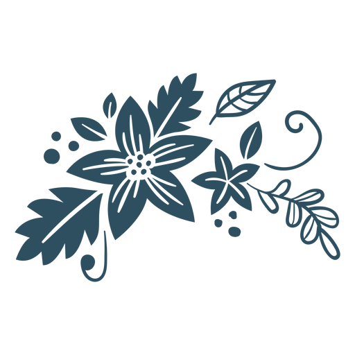 Silueta detallada de rama de hoja de flor Diseño PNG
