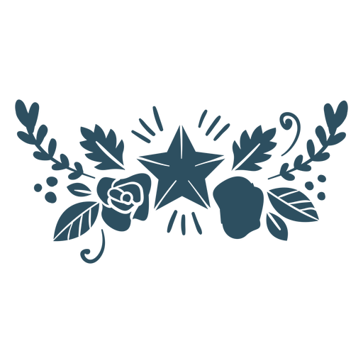 Flower leaf star branch detailed silhouette PNG Design