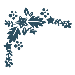Silhueta detalhada do ornamento da folha do ramo da flor Desenho PNG
