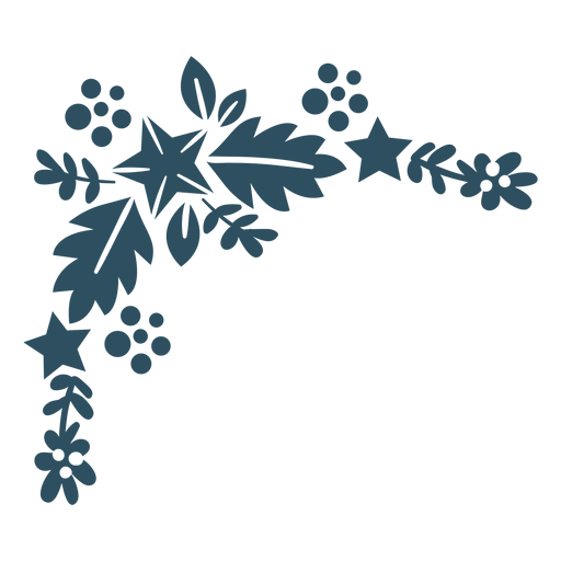 Silhueta detalhada do ornamento da folha do ramo da flor Desenho PNG