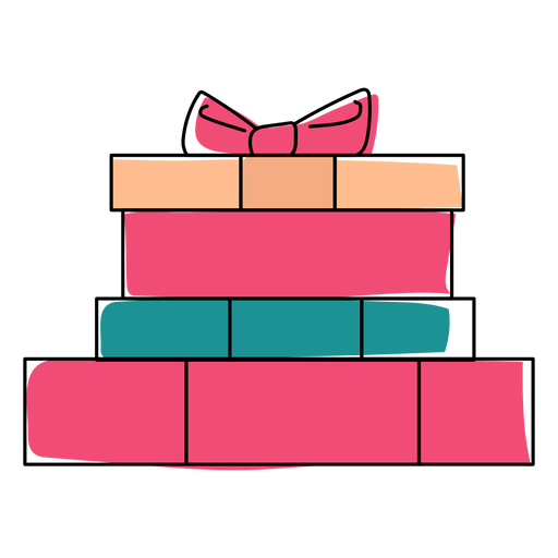 Caja de regalo arco plano navidad Diseño PNG