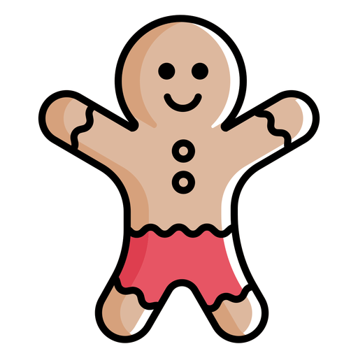 Gingerbread cookie flat PNG Design