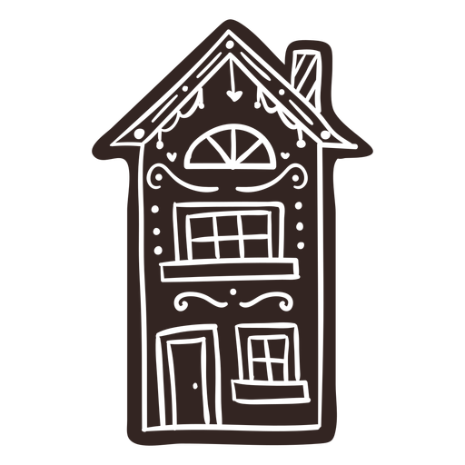 Gingerbread cookie house detailed silhouette PNG Design