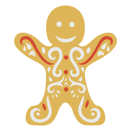 Gingerbread cookie man flat PNG Design