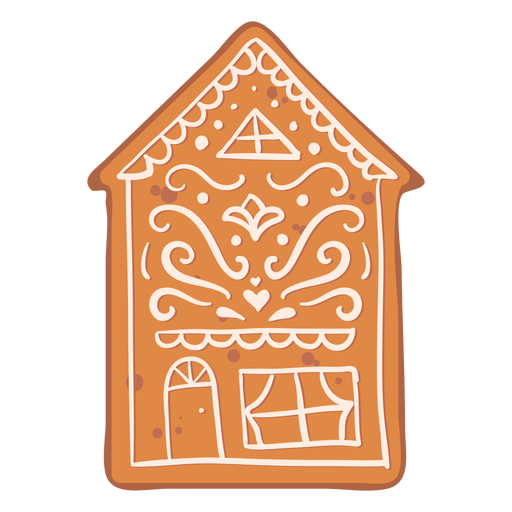 Download Gingerbread house cookie cream flat - Transparent PNG & SVG vector file