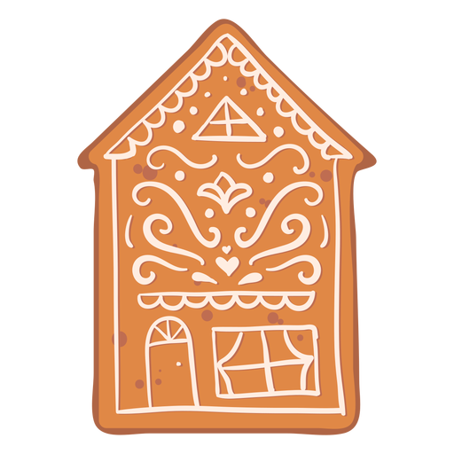 Gingerbread house cookie cream flat PNG Design