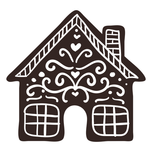 Gingerbread house cookie detailed silhouette PNG Design