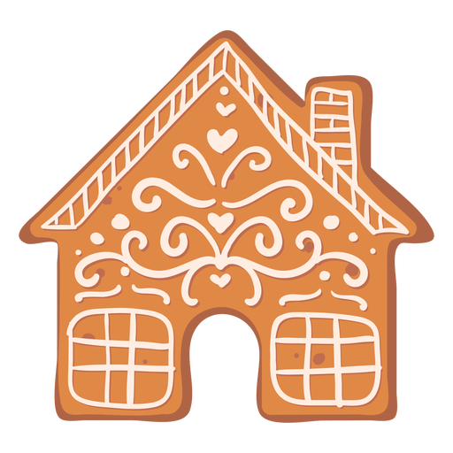 Gingerbread house cookie flat PNG Design