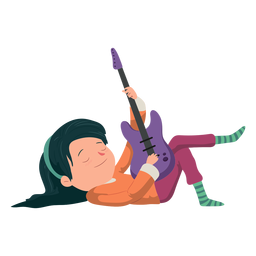 Mädchen Gitarre flach PNG-Design