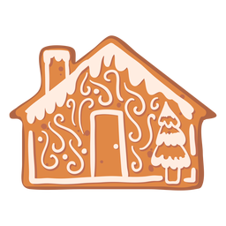 House fir gingerbread cookie flat PNG Design