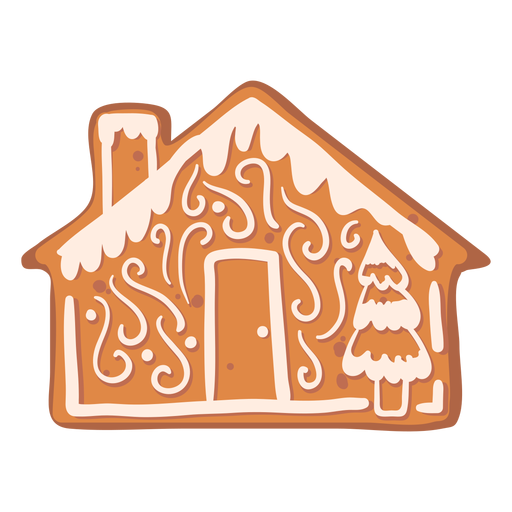 House fir gingerbread cookie flat PNG Design