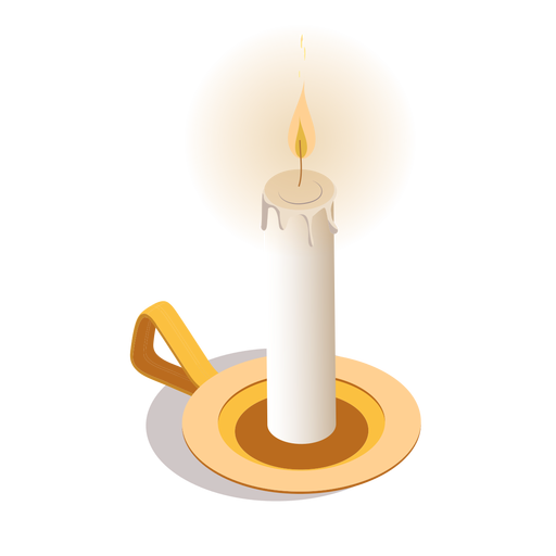 Light candle isometric PNG Design