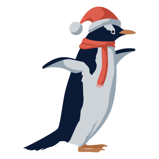 Navidad plana pingüino Diseño PNG