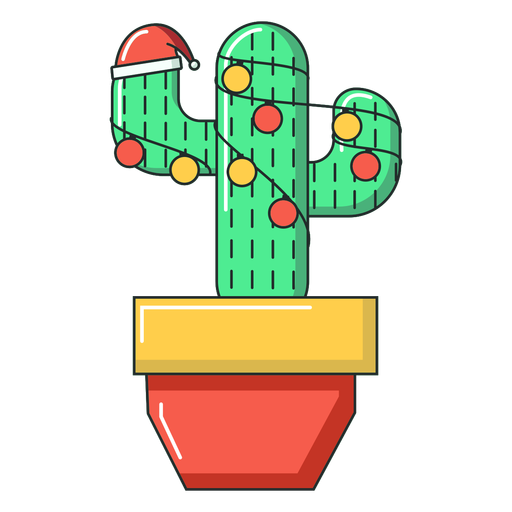 Pot cactus hat ball flat PNG Design