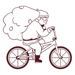 Saco de santa claus bicicleta golpe Diseño PNG