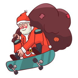 Papá noel saco monopatín plano Diseño PNG