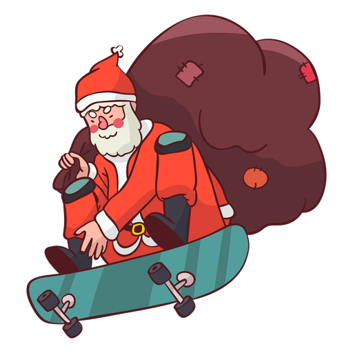 Santa Claus Sack Skateboard flach PNG-Design