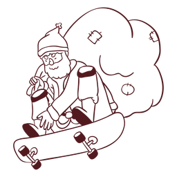 Santa claus sack skateboard stroke PNG Design