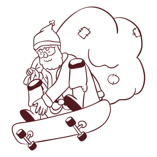 Santa claus sack skateboard stroke PNG Design