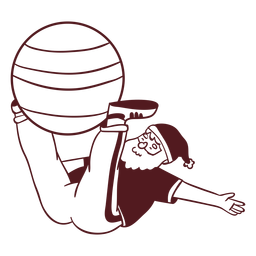 Santa claus sportsman exercise ball stroke PNG Design