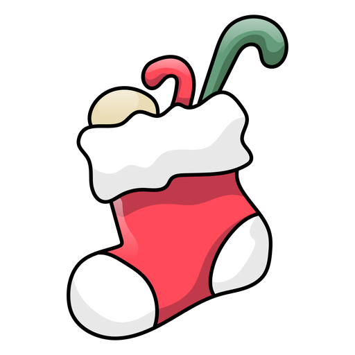 Stocking sock candy cane flat PNG Design