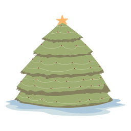 Big Christmas tree garland flat PNG Design