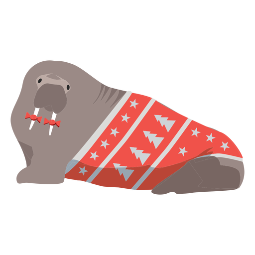 Walross flach Weihnachten PNG-Design