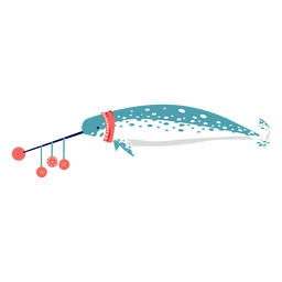 Whale swordfish flat xmas PNG Design