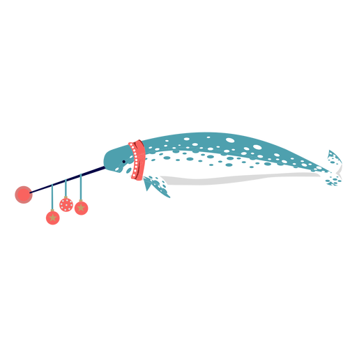 Ballena pez espada Navidad plana Diseño PNG