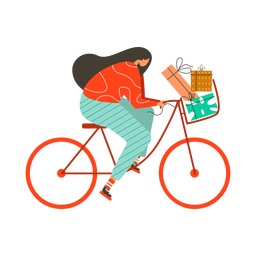 Bicicleta mujer caja regalo plana Diseño PNG