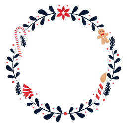 Wreath Flower Candy Cane Flat PNG & SVG Design For T-Shirts
