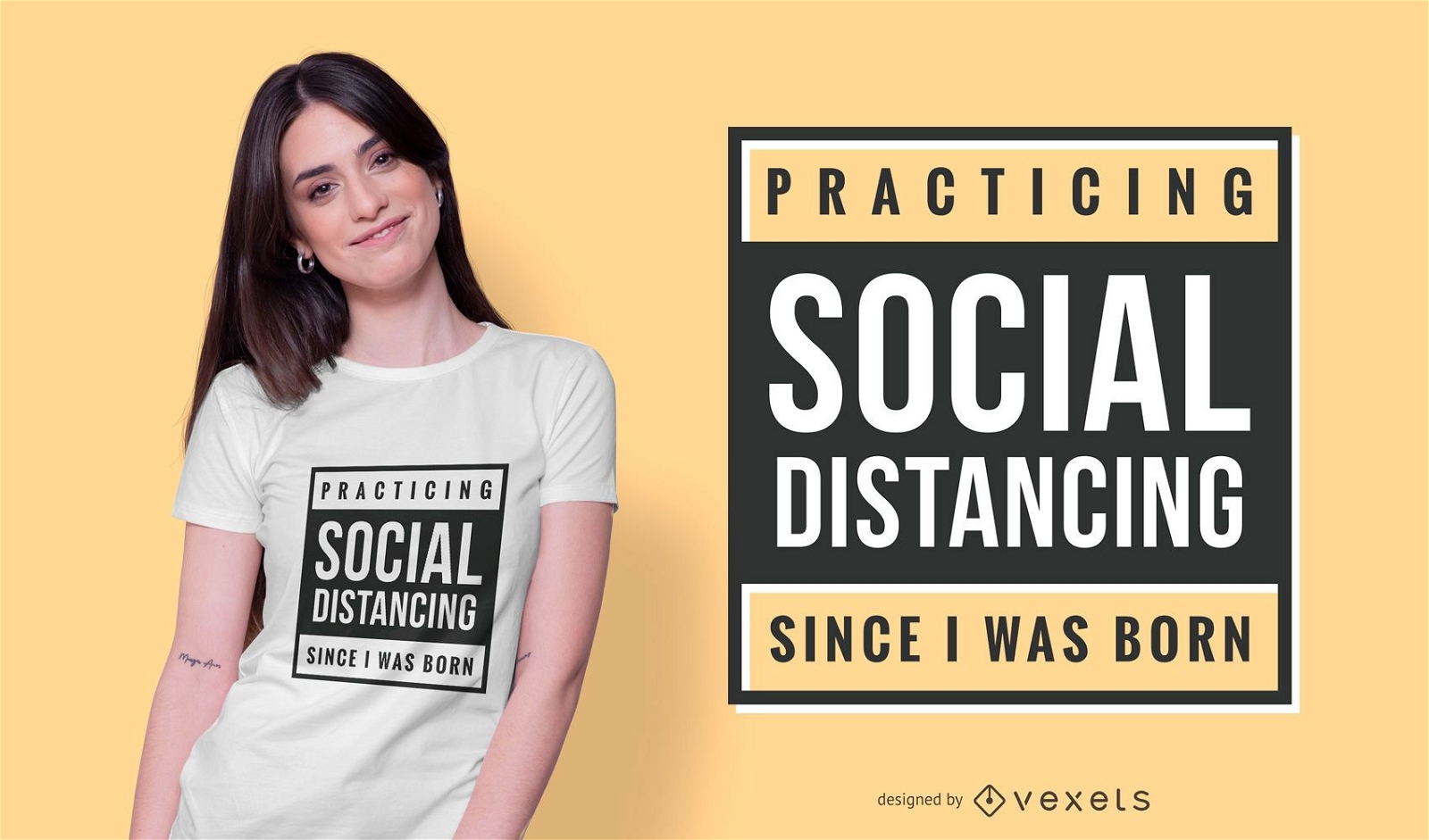 Design de t-shirt com texto de distanciamento social