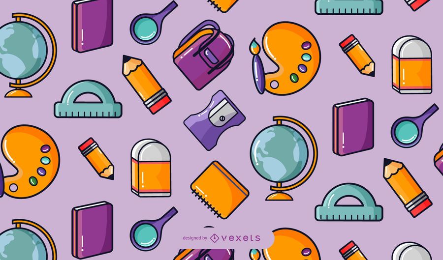Diseño de patrón de ilustración de elementos escolares Diseño de patrón de ilustración de elementos escolares
