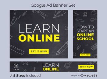 Learn online school ads banner set Learn online school ads banner set