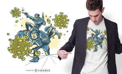 Diseño de camiseta de luchadores de coronavirus