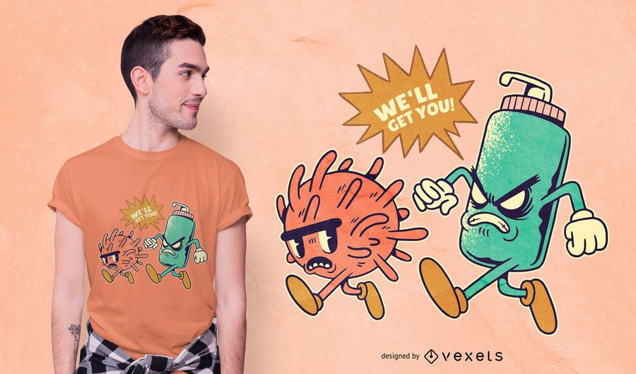 Diseño de camiseta de dibujos animados de Coronavirus Chase Diseño de camiseta de dibujos animados de Coronavirus Chase