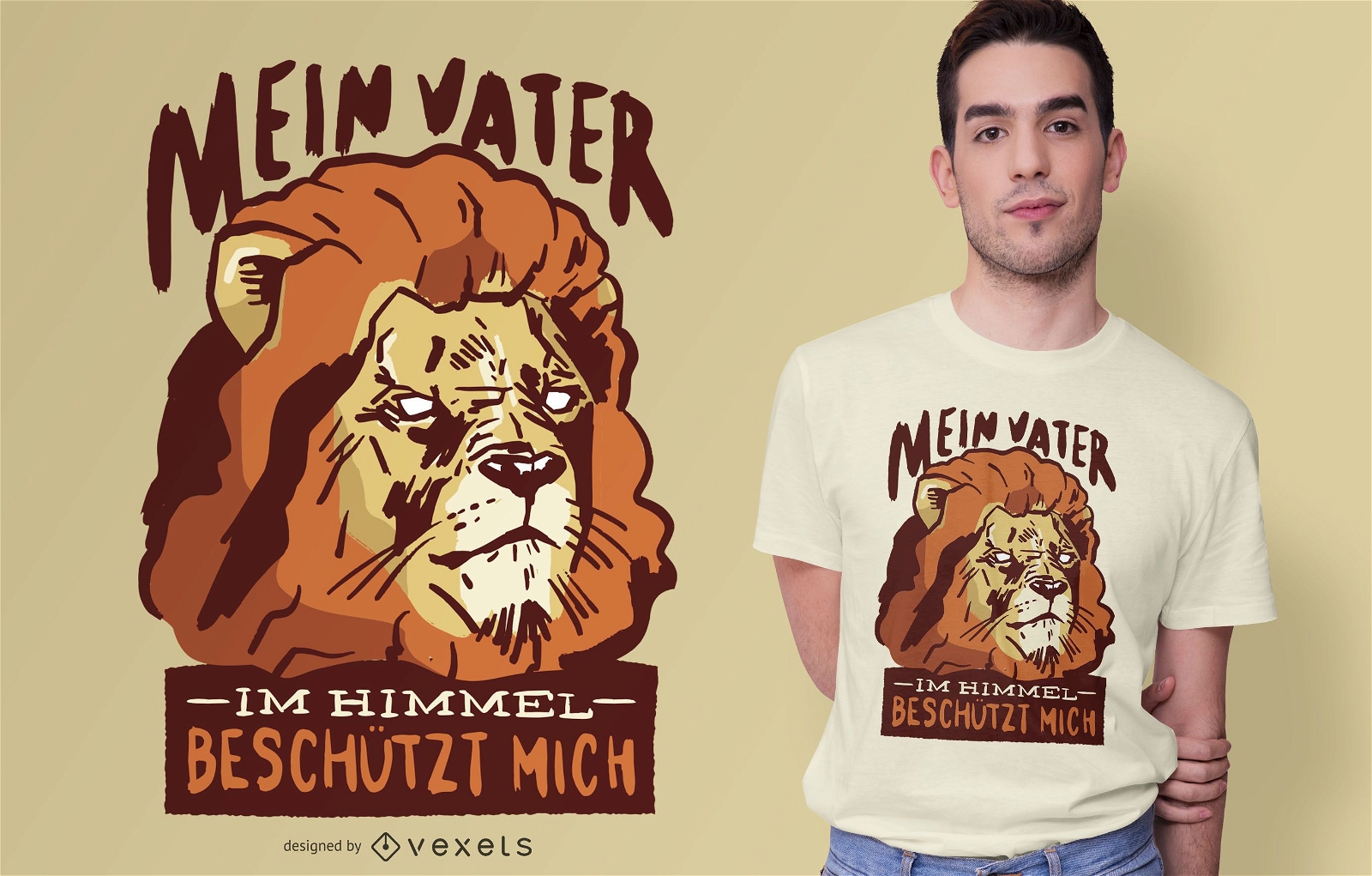 Löwe Deutsch Zitat T-Shirt Design